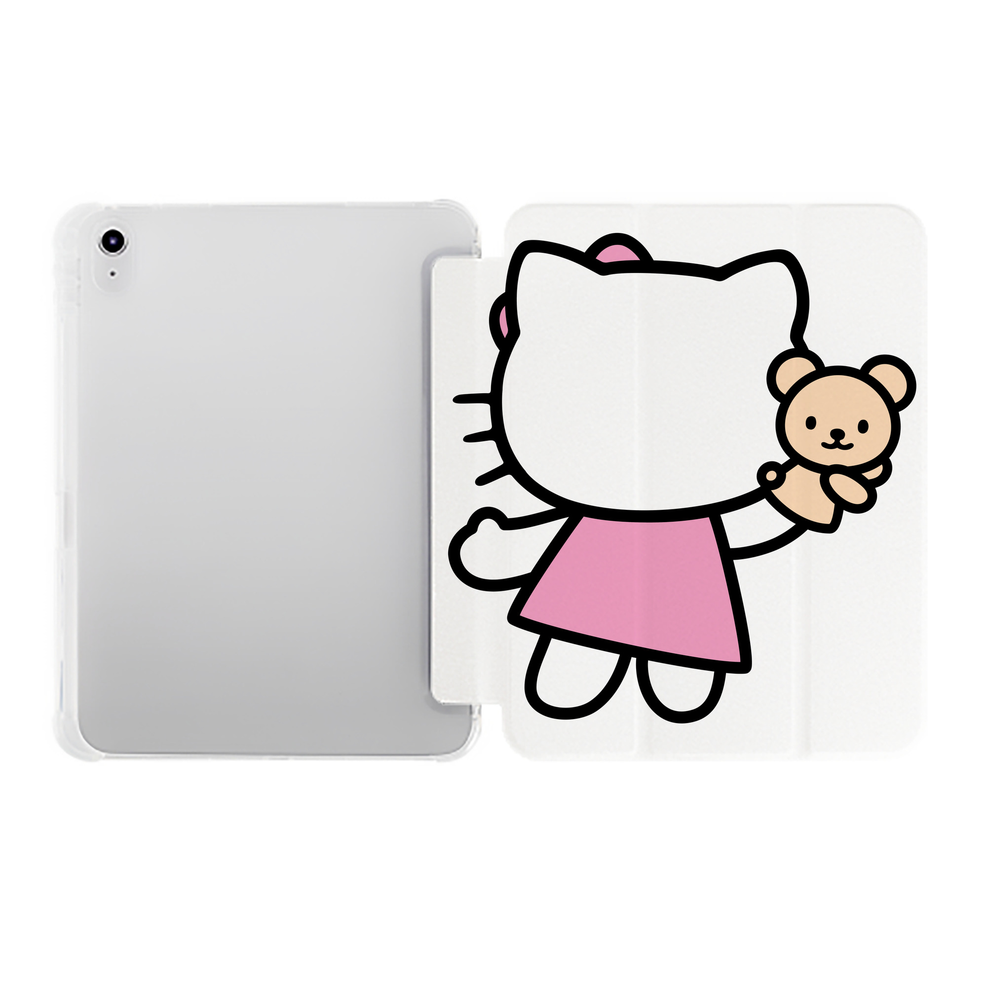 （画像用） Hello Kitty ハローキティ IPad ケース ペン収納付き 三つ折りスタンド PUレザー×シリコン 対応機種9.5/10.5/10.9インチ